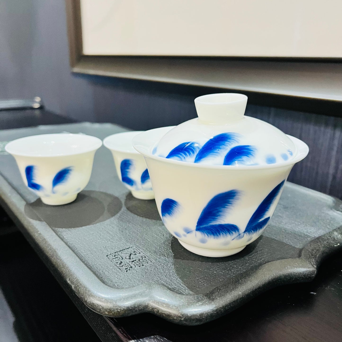 Blue and white hand-painted reed travel set LX-QHLW_S