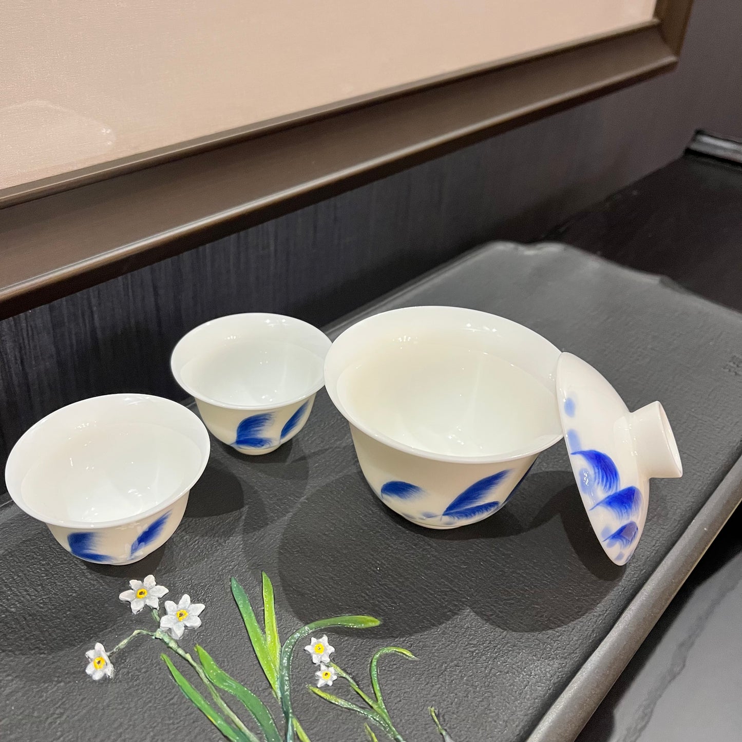 Blue and white hand-painted reed travel set LX-QHLW_S