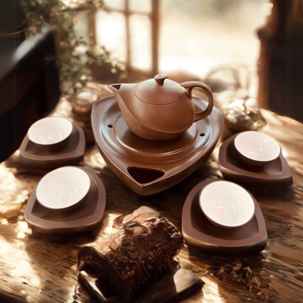 Walnut purple clay teapot set HT