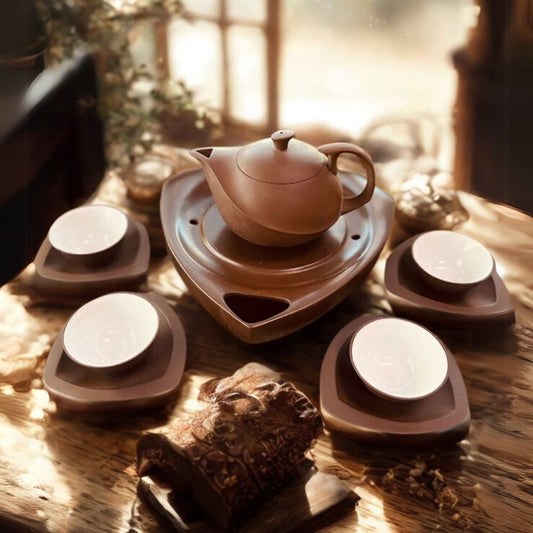 Walnut purple clay teapot set HT