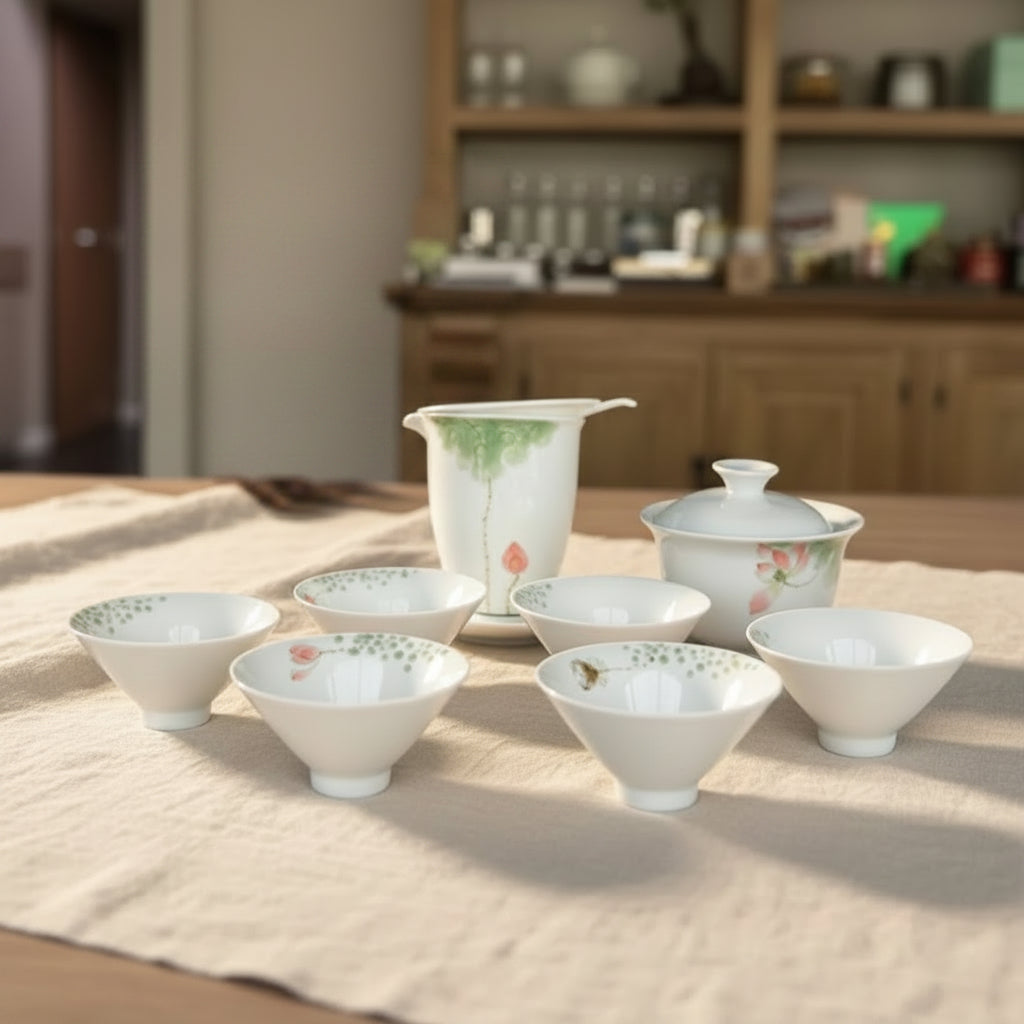 Hand-painted lotus rhyme bowl set SHHY-4KS