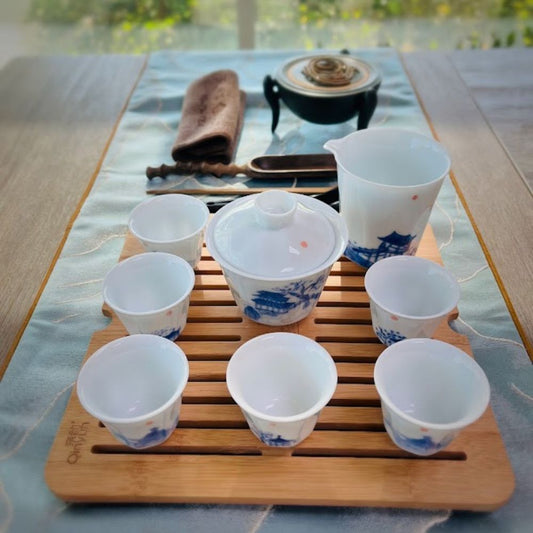 Hand-painted blue and white Yiyun bowl set SHWQH-YY-4KS