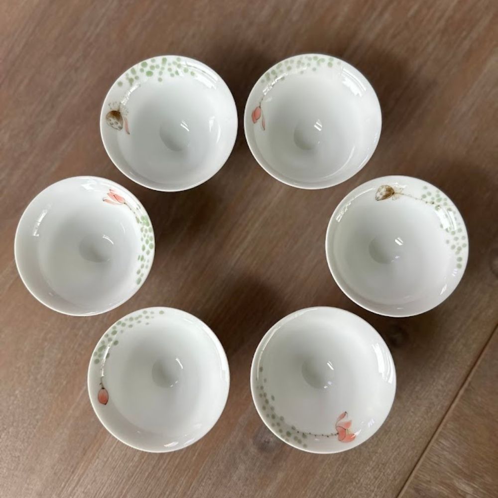 Hand-painted lotus rhyme bowl set SHHY-4KS