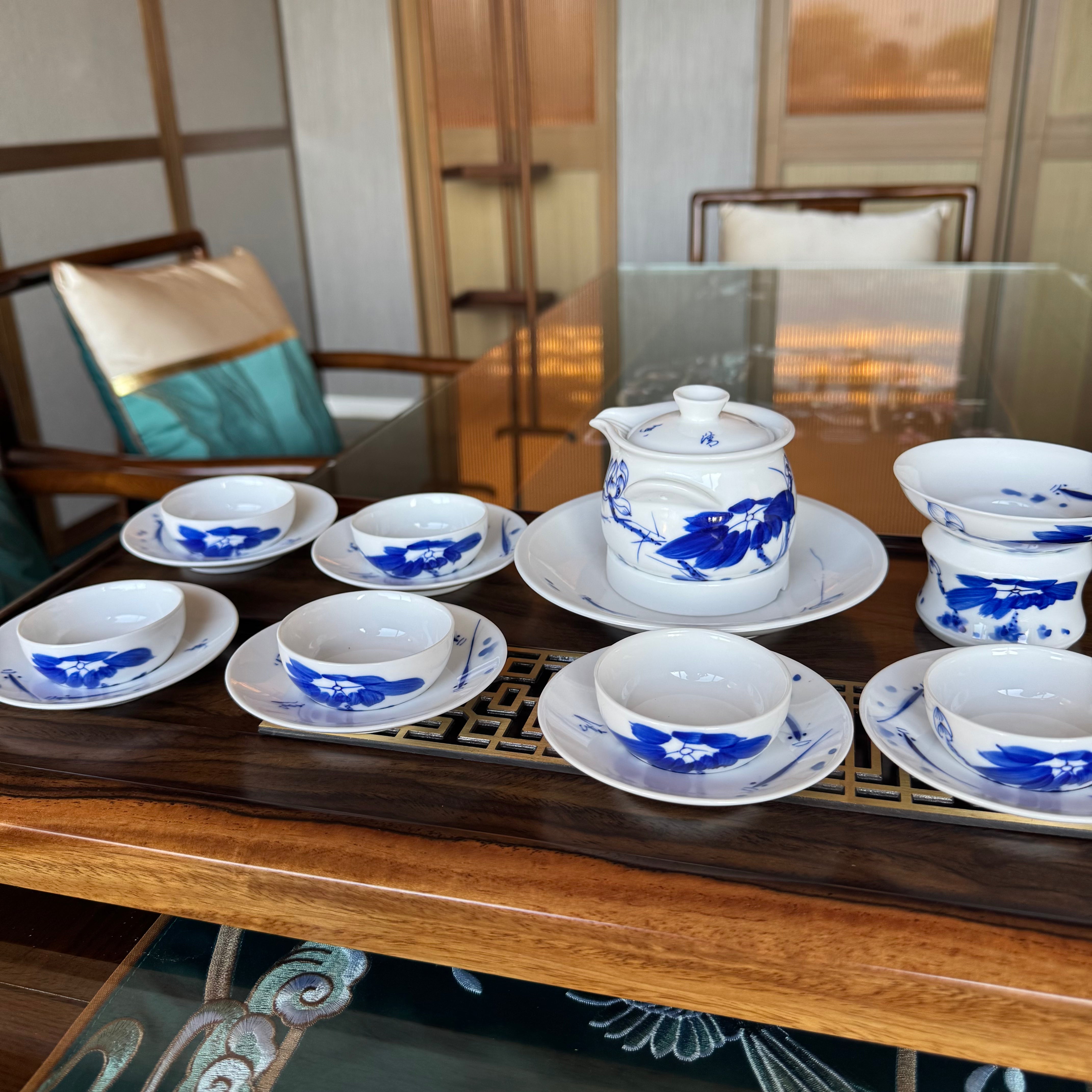Tenfu Blue and White Lotus tea set