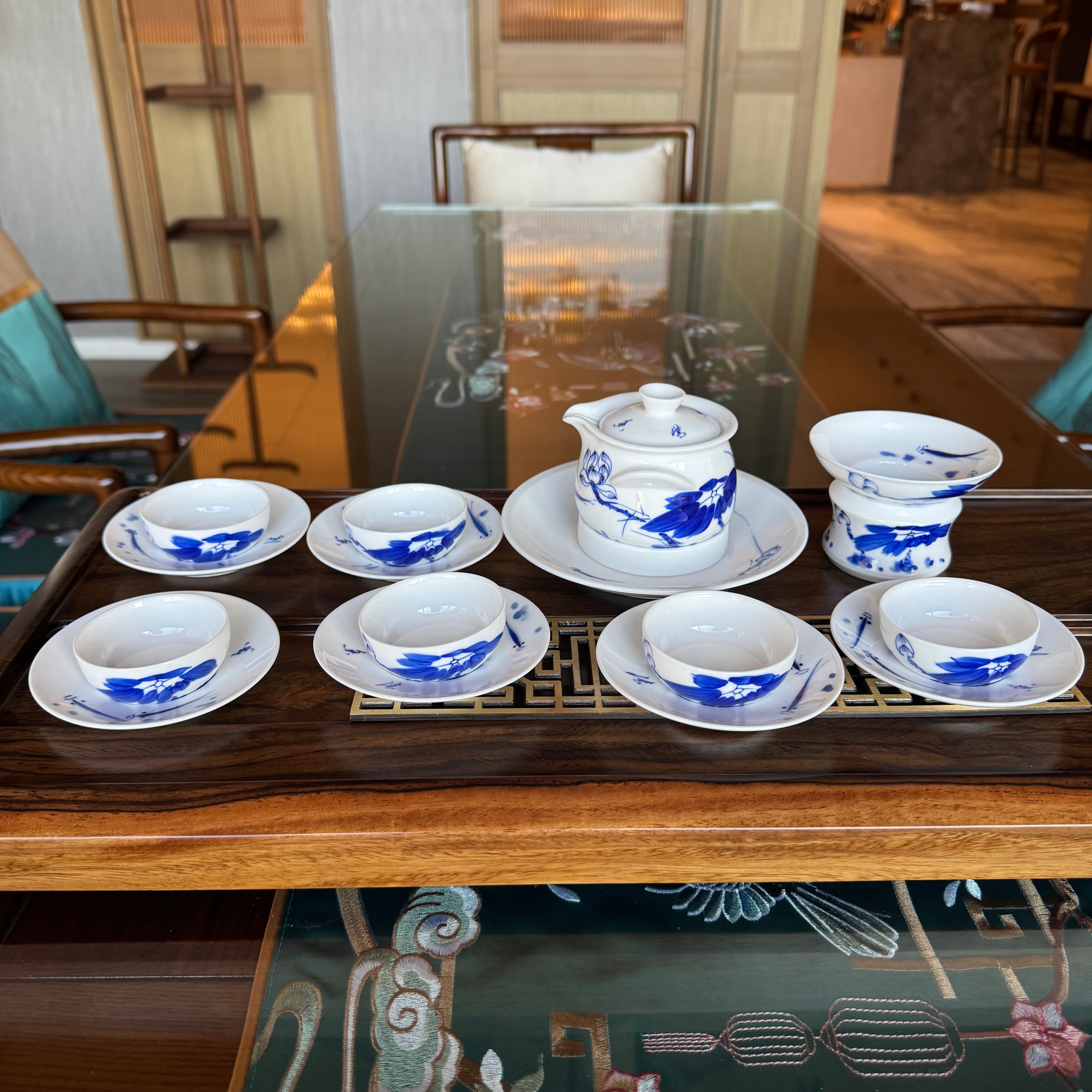 Tenfu Blue and White Lotus tea set