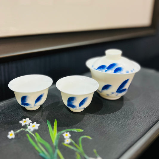 Blue and white hand-painted reed travel set LX-QHLW_S