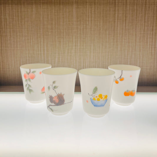 Jade porcelain hand-painted pastel drinking cup set YCFC-SH-4S